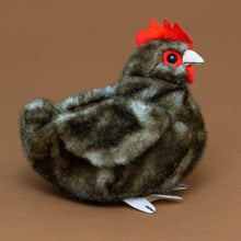 Load image into Gallery viewer,  petite-hen-brown-stuffed-animal-with-realistic-features-bright-red-comb-and-sueded-beek-and-feet