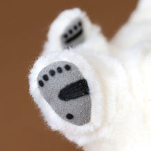 Load image into Gallery viewer, white-petite-ice-bear-sitting-stuffed-animal-sueded-paws-with-air-brushed-details