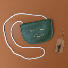 Load image into Gallery viewer, petite-kitten-purse-agave-green-with-corded-strap
