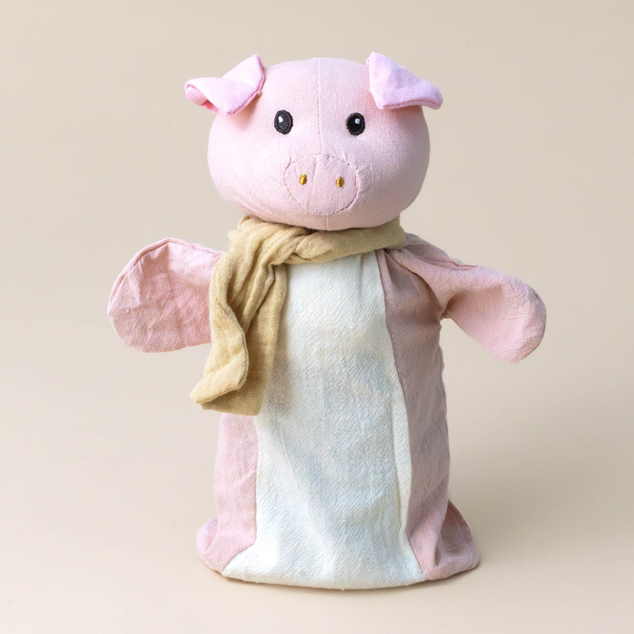 pink-petite-piggy-hand-puppet-with-tan-scarf