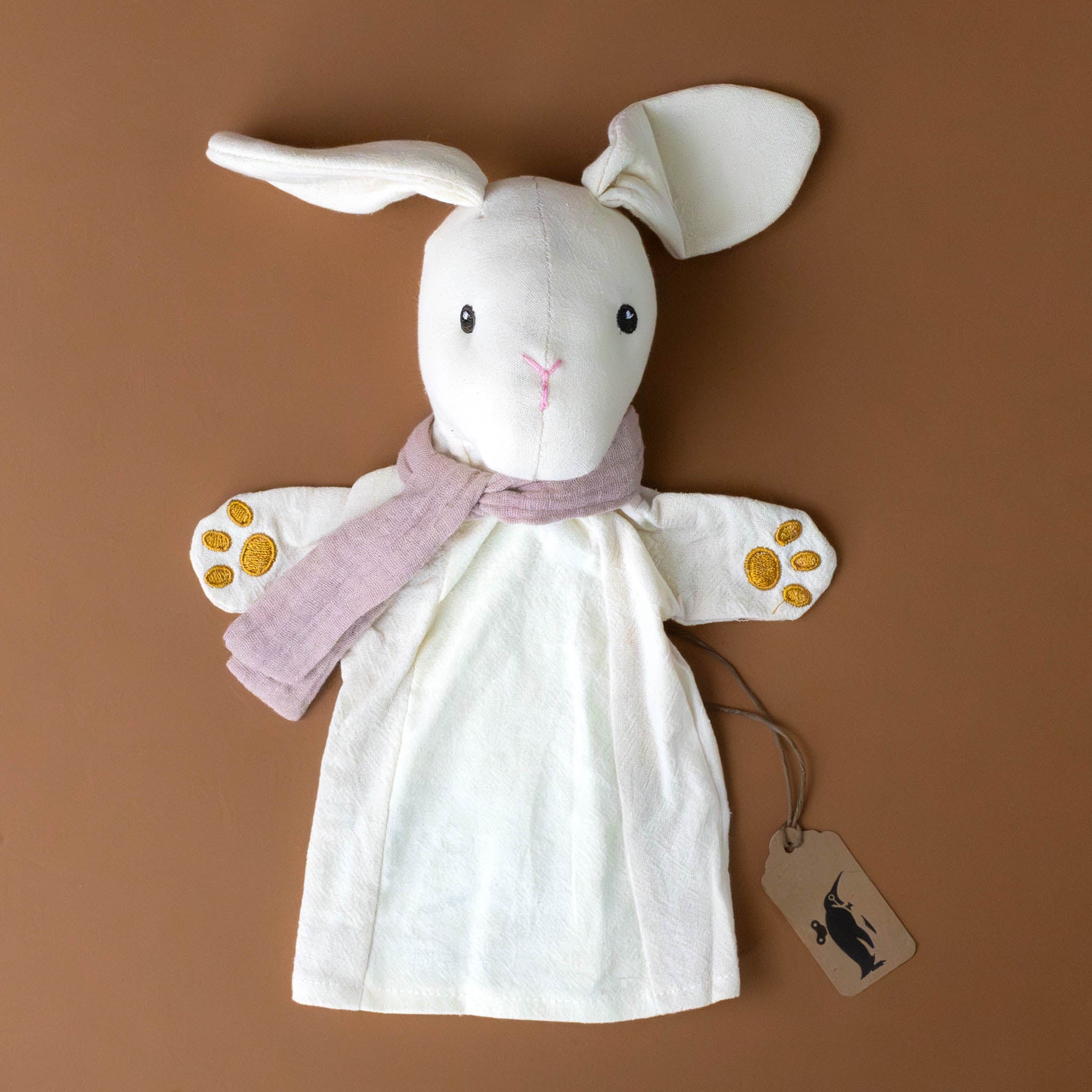 petite-cream-colored-rabbit-hand-puppet-with-embriodered-detail-and-mauve-scarf