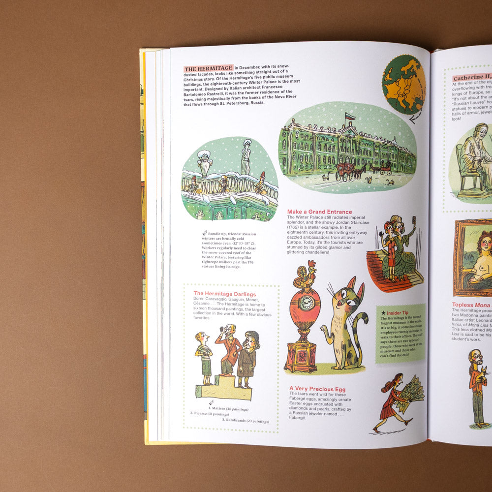 pierre-the-maze-detective-the-hunt-for-the-maze-pyramid Open book with illustrated pages on a brown background