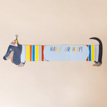 Load image into Gallery viewer, pull-out-accordion-dachshund-birthday-greeting-card-extended-to-show-happy-birthdya-message