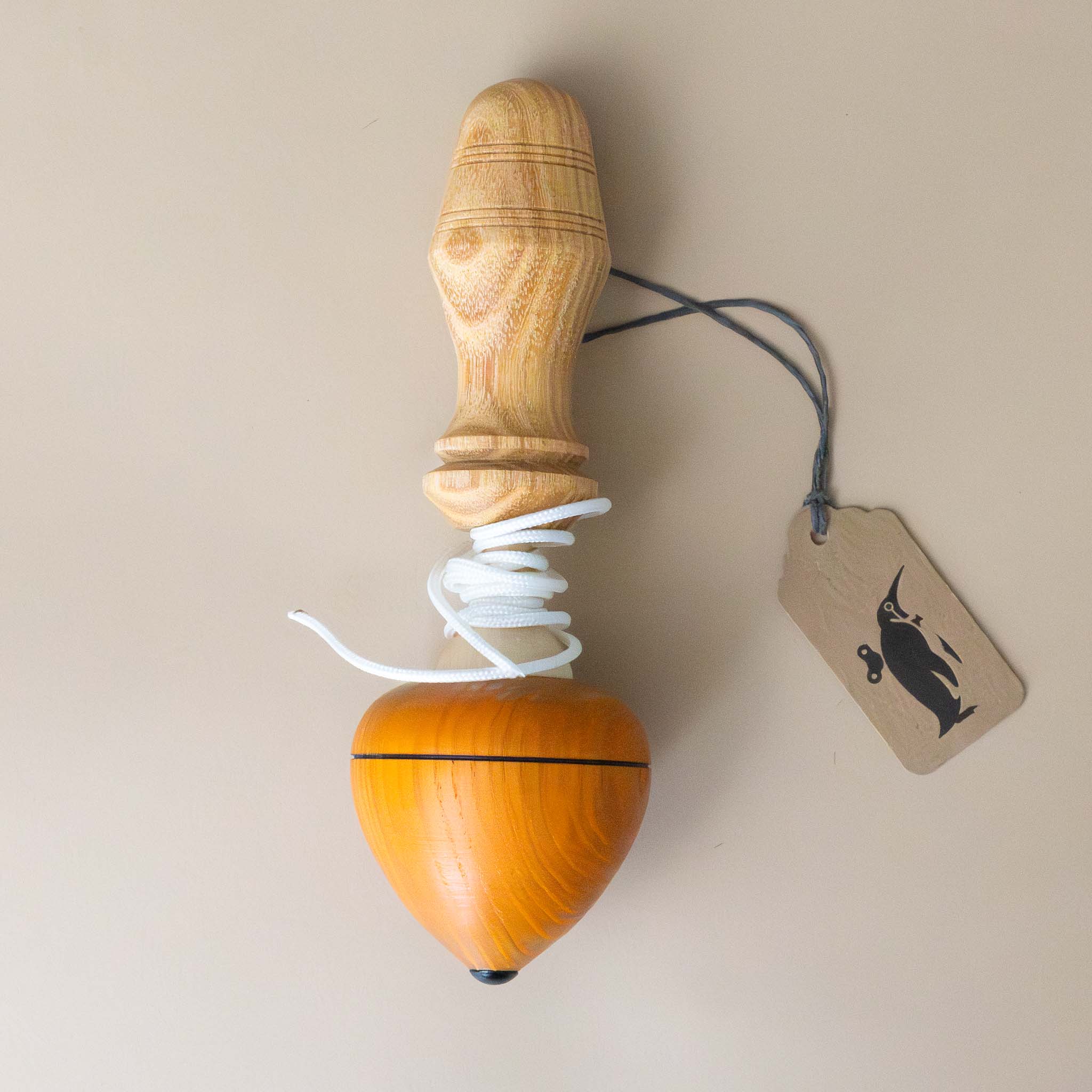 Pull String Wooden Spinning Top