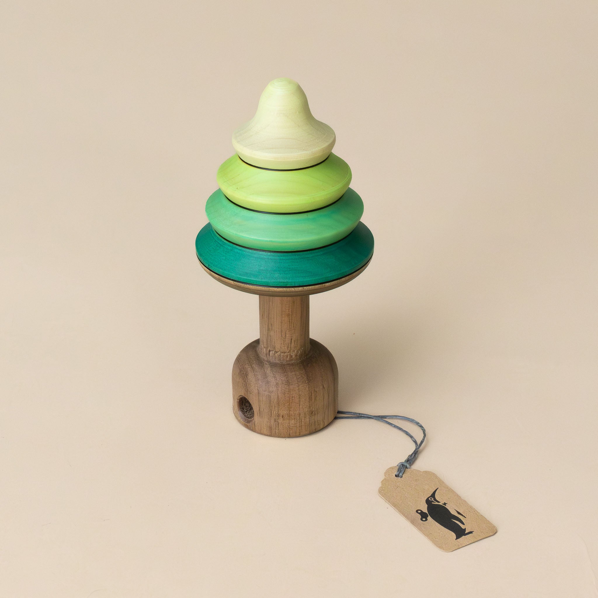 Pull String Wooden Spinning Tree Top