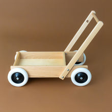 Load image into Gallery viewer, wooden-push-along-caddy-with-handle-and-wheels