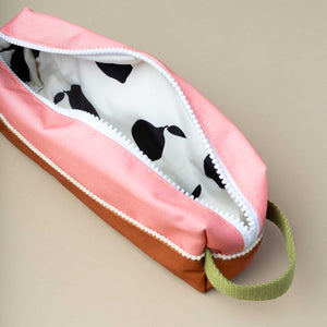 Recycled Farmhouse Pencil Case | Flower Pink & Willow Brown