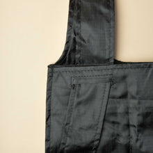 Load image into Gallery viewer, Adjustable straps of Recycled Reusable Shopping Bag in black