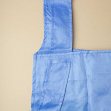 Load image into Gallery viewer, Adjustable straps of Recycled Reusable Shopping Bag in blue.