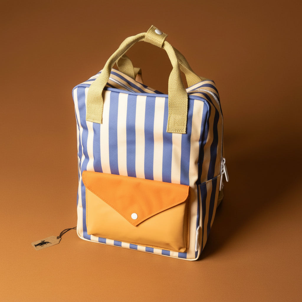 recycled-wonders-envelope-backpack-medium-ocean-stripe-with-a-yellow-pocket-with-sandy-straps