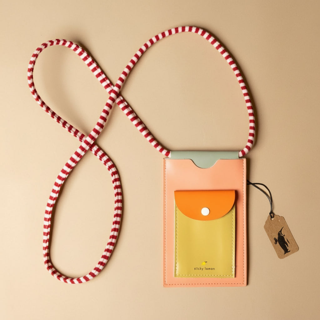 recycled-wonders-phone-pouch-coral-pink-with-red-and-white-striped-strap