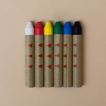Load image into Gallery viewer, rice-wax-art-crayons-6-colors-red-green-blue-yellow-white-black