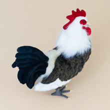 Load image into Gallery viewer, rooster-with-black-tail-poof-strong-white-neck-and-mottled-body