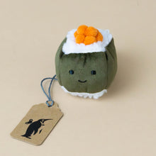 Load image into Gallery viewer, sassy-sushi-hosomaki-green-and-white-exterior-with-orange-roe-stuffed-toy