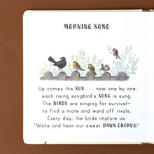 Load image into Gallery viewer, morning-song-title-with-illustration-of-birds-along-a-fence-and-text