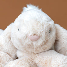Load image into Gallery viewer, smudge-oatmeal-rabbit-large-stuffed-animal-with-arms-crossed-big-ears-and-fluffly-tail-pink-nose