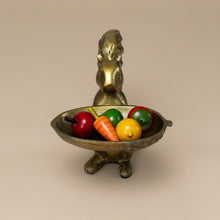 Load image into Gallery viewer, squirrel-brass-dish-stand-holding-colorful-tops