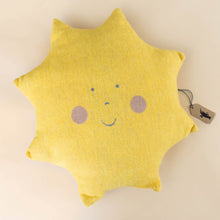 Load image into Gallery viewer, yellow-sun-cushion-pillow-with-rosy-cheeks-and-smile