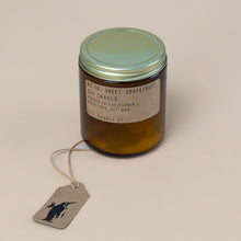 Load image into Gallery viewer, sweet-grapefruit-candle-with-amber-apothecary-glass-container-and-brass-lid