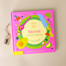 Load image into Gallery viewer, tacos-an-interactive-recipe-book-bright-pink-cover-with-choped-ingredients-circling