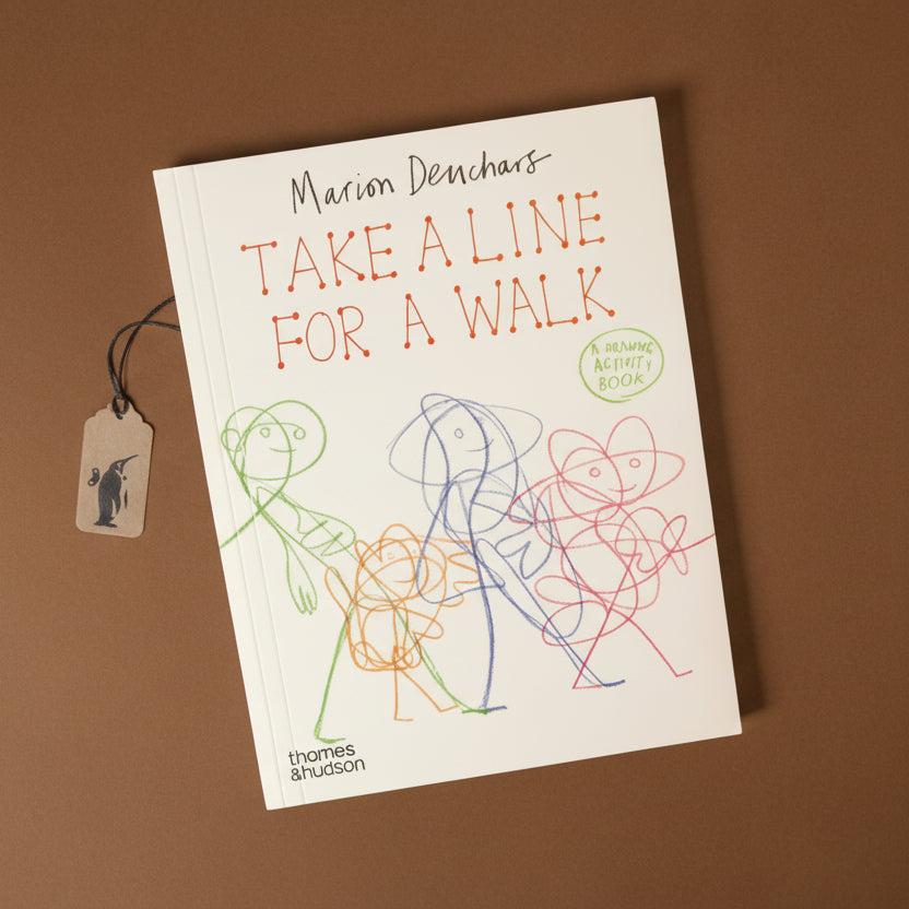 Book titled 'Take a Line for a Walk' by Marion Denchars on a brown background