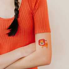 Load image into Gallery viewer, tattly_ed-miller_leo-lion_temporary-tattoo-orange-yellow-and-black