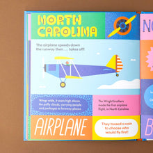 Load image into Gallery viewer, interior-page-north-carolina-with-airplane-illustration-and-text