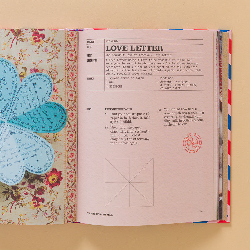 the-art-of-snail-mail book open page to love letters