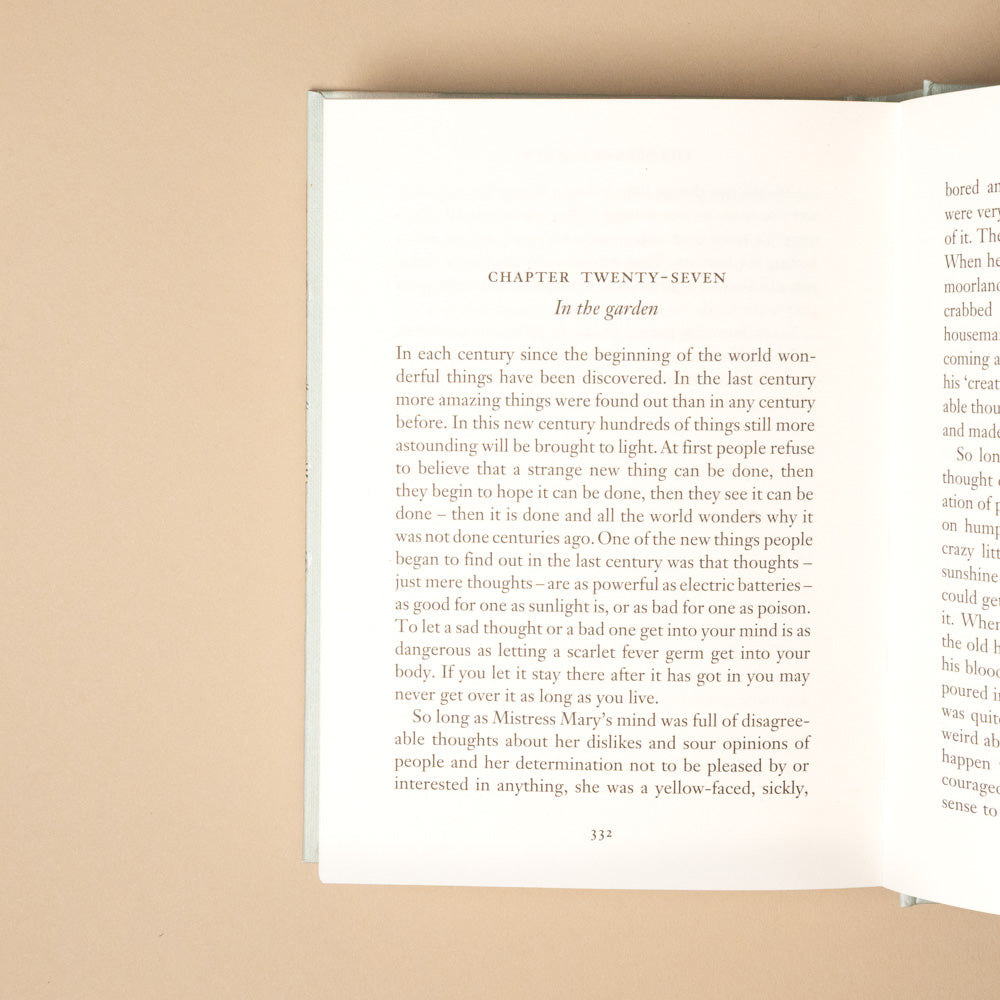 the-secret-garden Open book with text on a beige background