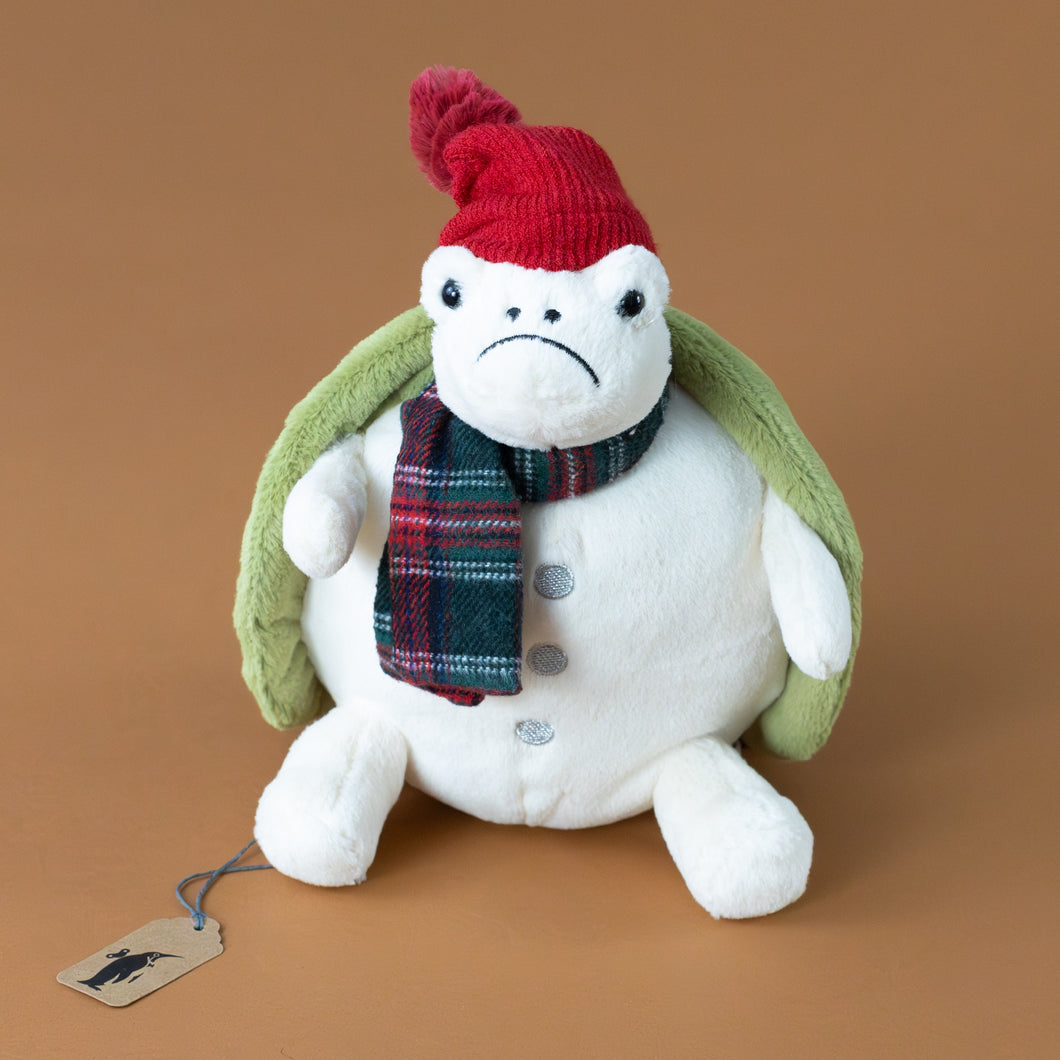 timmy-turtle-snowman-stuffed-animial-with-red-hat-and-tartan-scarf