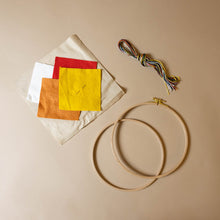 Load image into Gallery viewer, tan-rust-orange-yellow-cream-felt-with-thread-hoop-and-needle