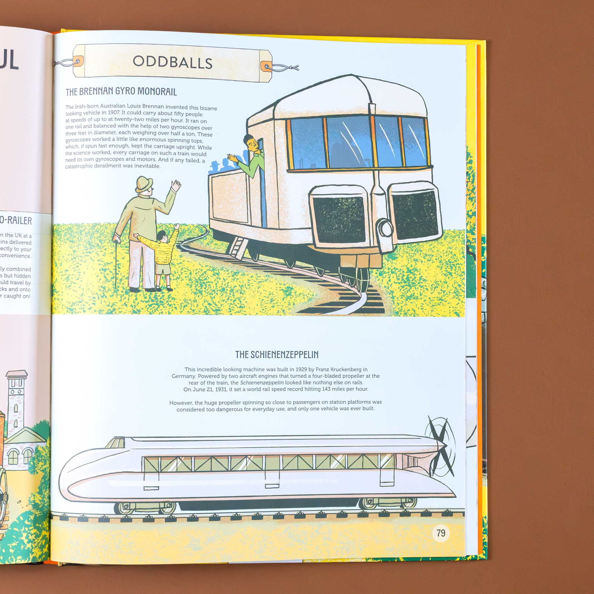 trains-book-a-remarkable-story-interior-page-titled-oddballs-with-a-variety-of-trains-illustrated-and-text