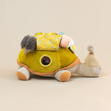 Load image into Gallery viewer, trois-petit-lapins-activity-turtle-side-view-with-mirror-hedgehog-and-crinkly-fabric