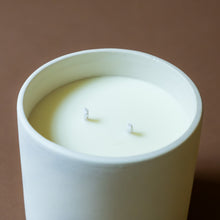 Load image into Gallery viewer, top-of-candle-showing-two-wicks-and-white-ceramic-container