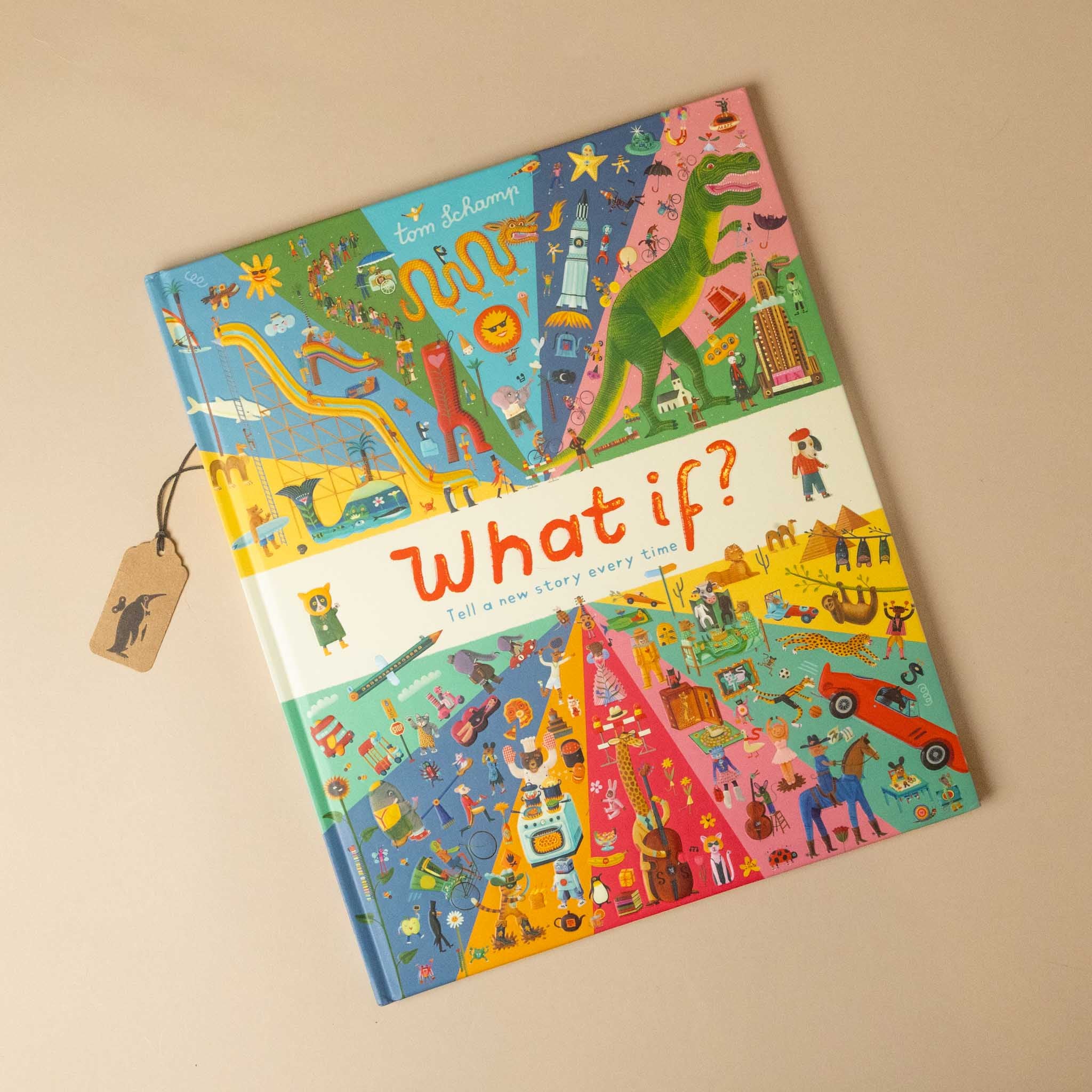 Colorful children's book titled 'what-if-grow-your-imagination?' on a beige background