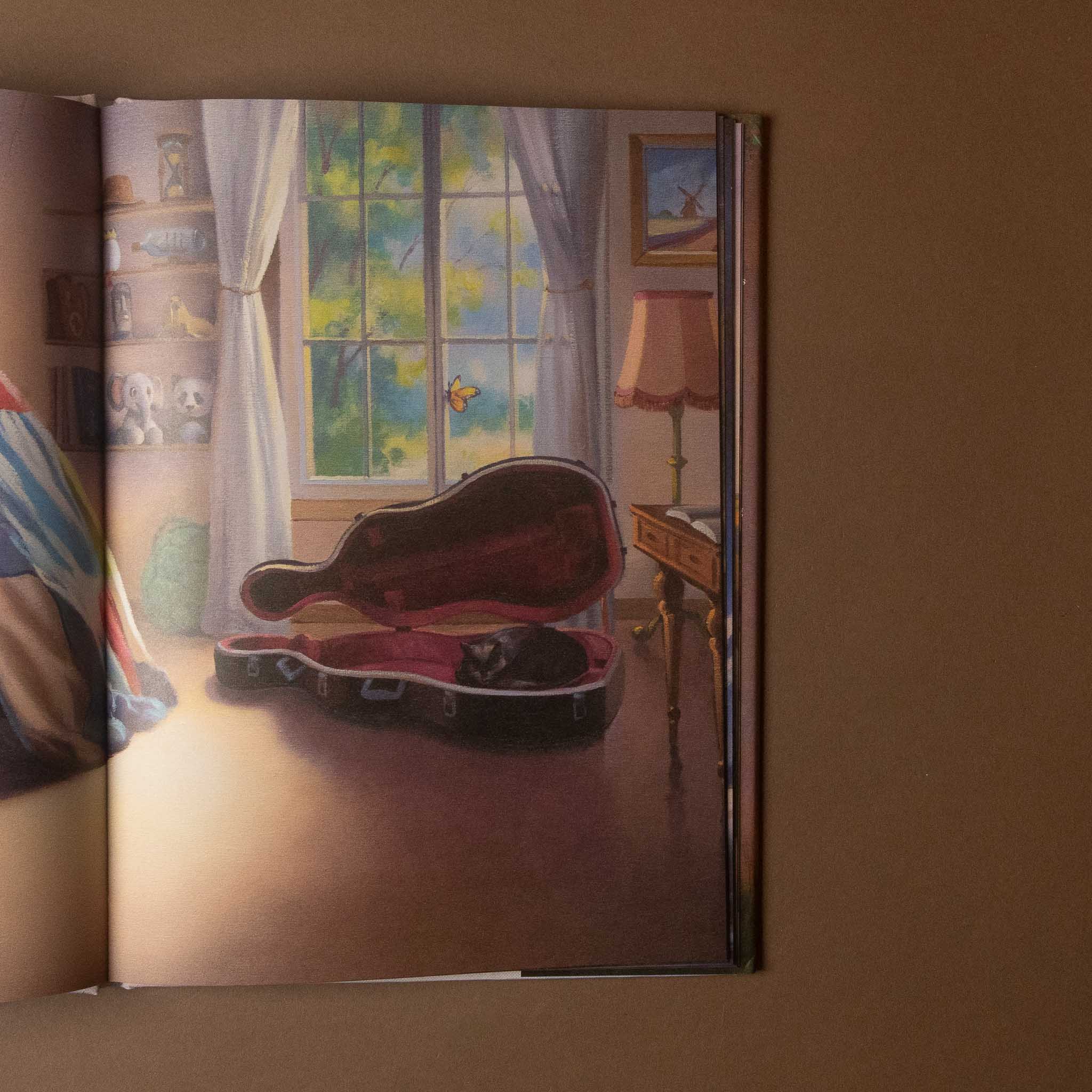 where-do-possibilities-live-book illustration of instrument case with cat inside
