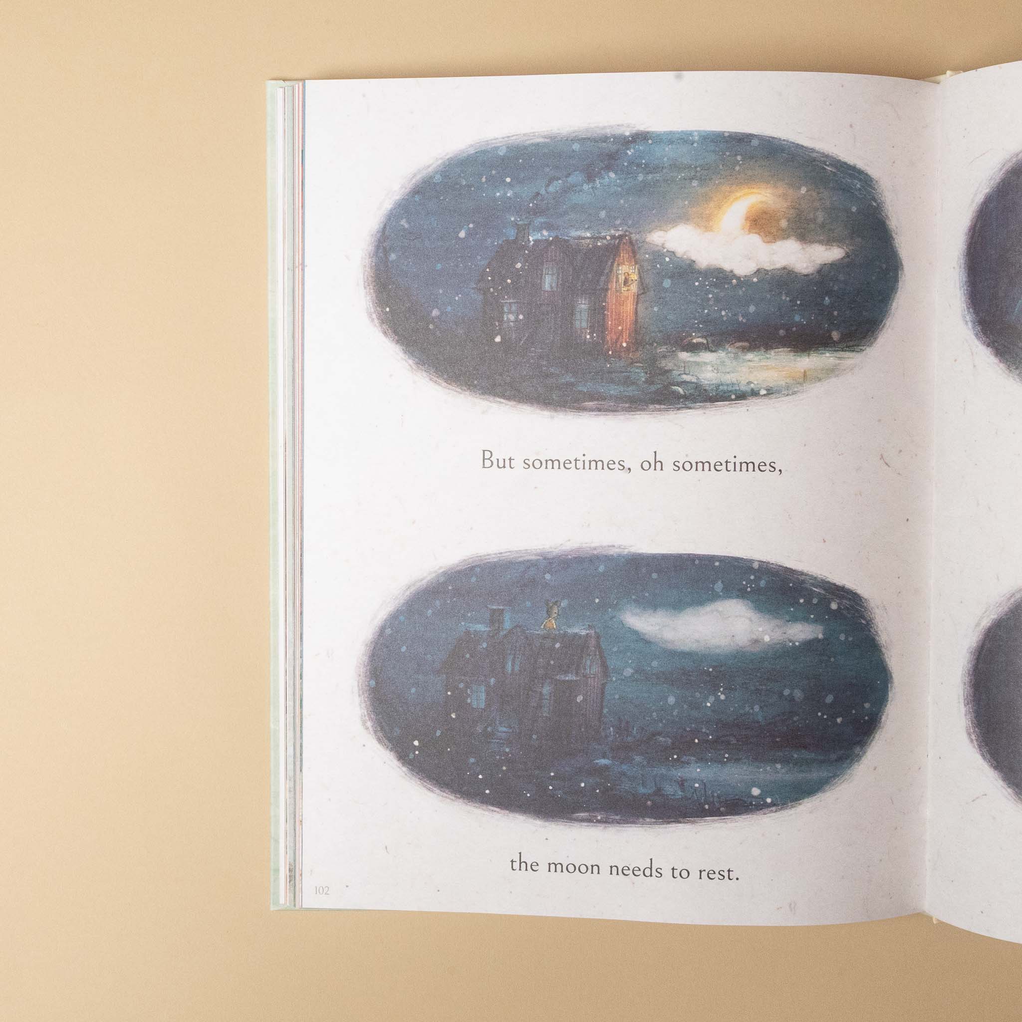 Openwherever-you-go-my-love-will-follow with illustrations of a lighthouse and a castle under a moonlit sky, on a beige background.