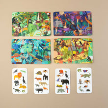 Load image into Gallery viewer, game-cards-showing-vibriant-jungle-creatures-and-habitats-in-which-the-matches-are-found