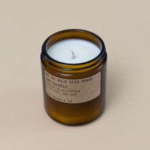 Load image into Gallery viewer, wild-herb-tonic-candle-with-amber-apothecary-glass-container-and-brass-lid