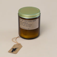 Load image into Gallery viewer, wild-herb-tonic-candle-with-amber-apothecary-glass-container-and-brass-lid