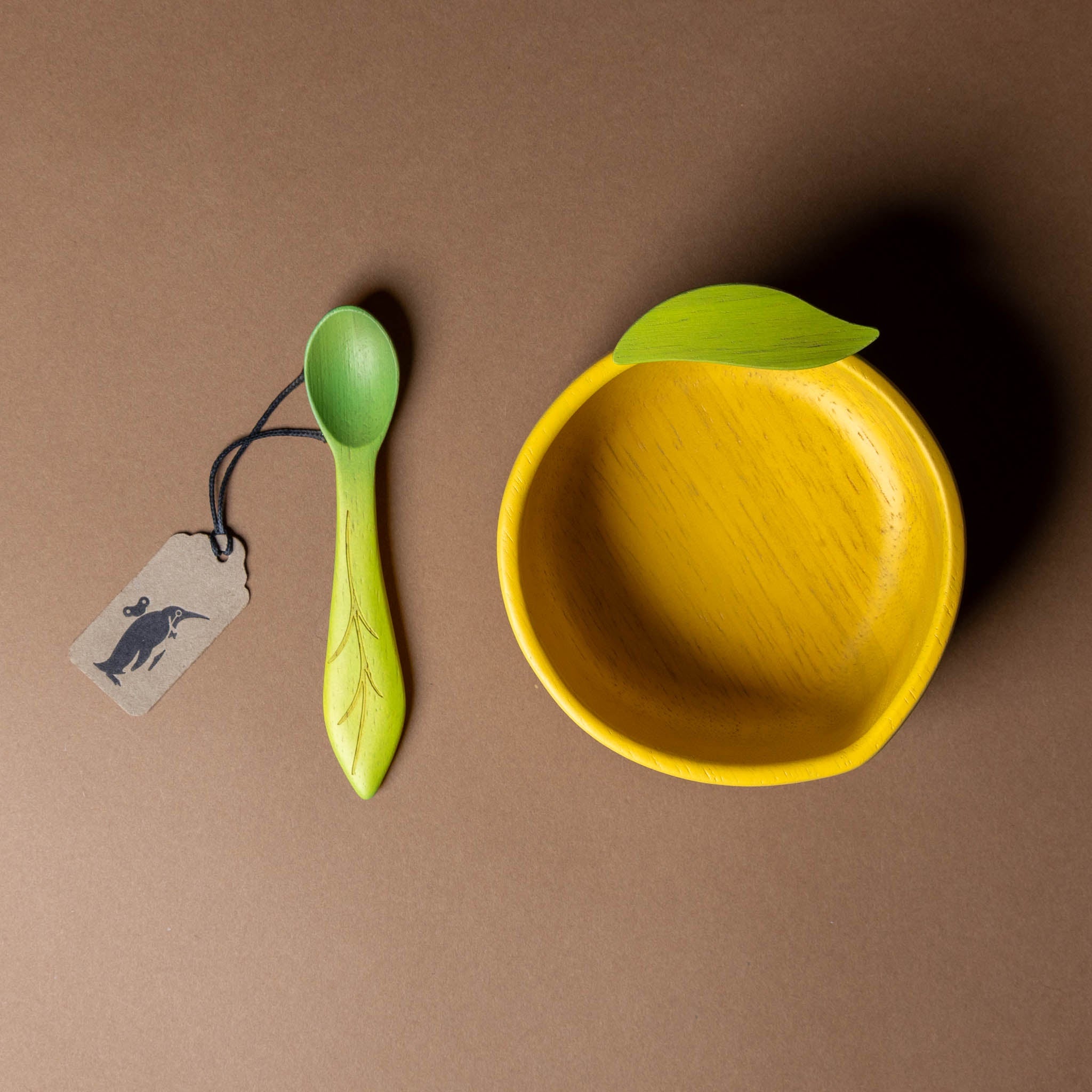 Wooden Bowl & Spoon Set | Lemon