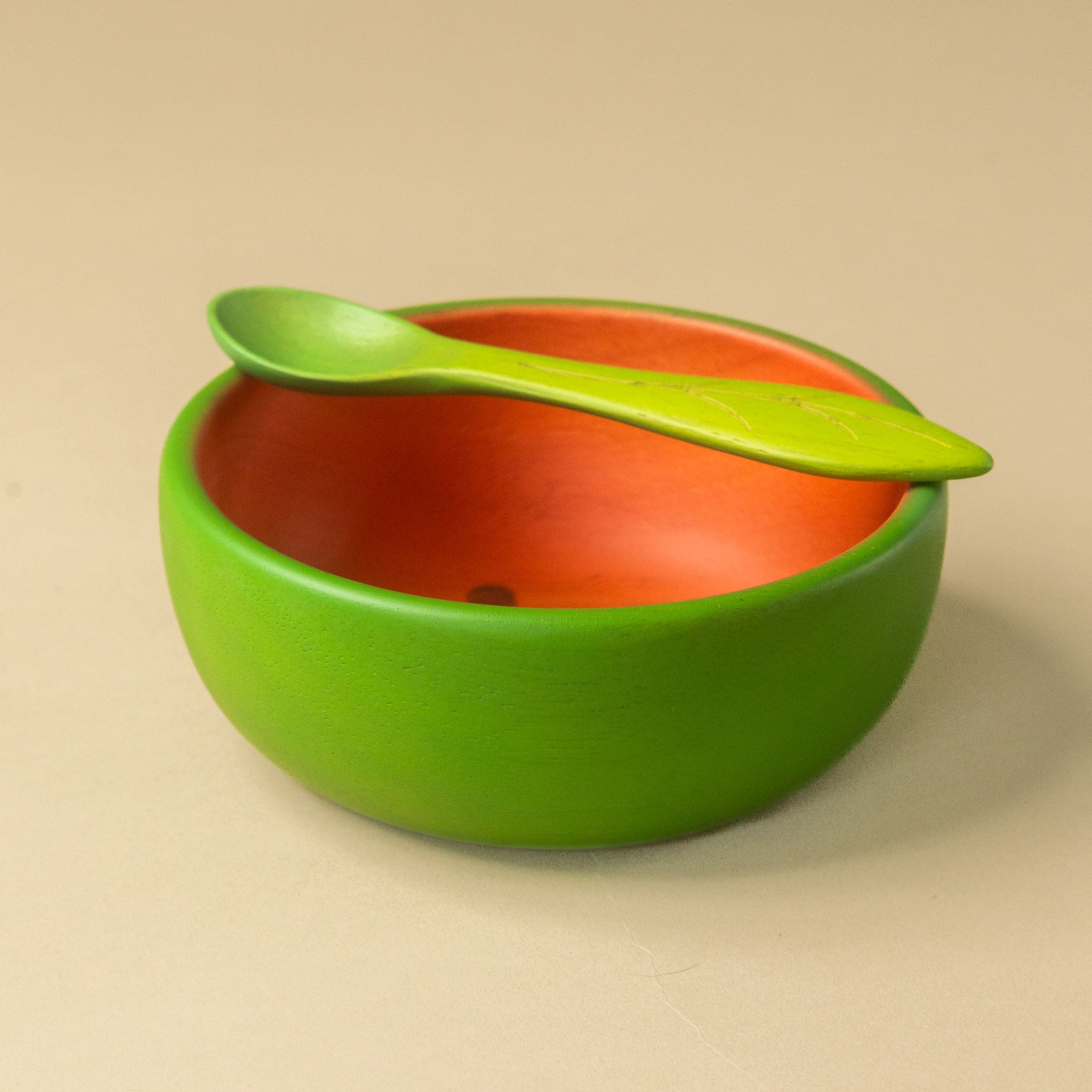 Wooden Bowl & Spoon Set | Watermelon