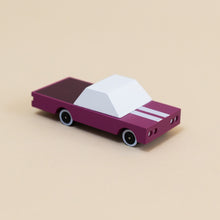 Load image into Gallery viewer, sleek-toy-wooden-car-purple-with-white-stripes-low-rider