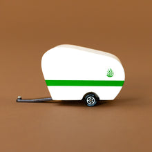 Load image into Gallery viewer, wooden-candycar-green-and-white-pinecone-camper-side