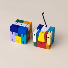 Load image into Gallery viewer, colorful-wooden-micro-cubebot-best-friends-set-of-dog-and-person-forms-shaped-in-cube-with-dogs-tail