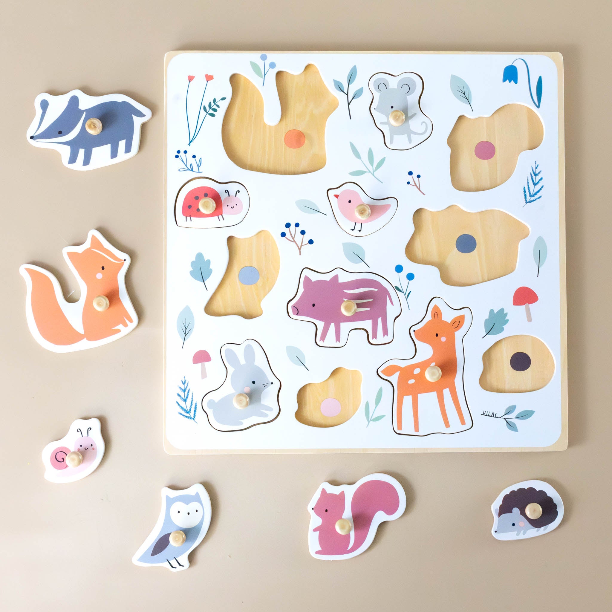 Wooden Peg Puzzle | Forest Animals