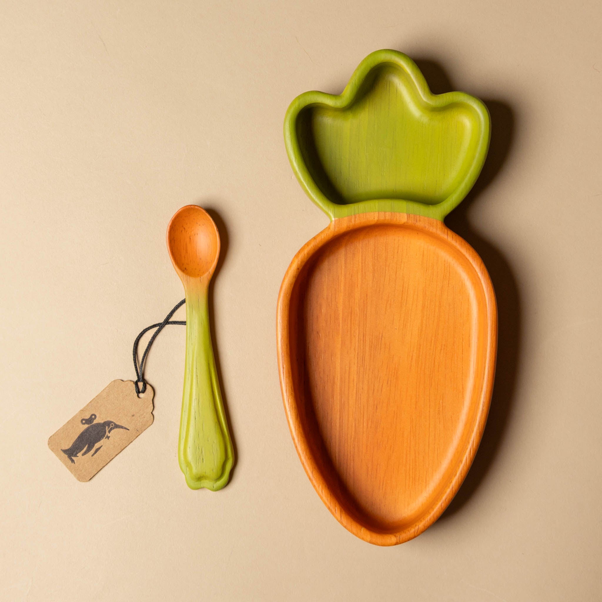 Wooden Plate & Spoon Set | Carrot