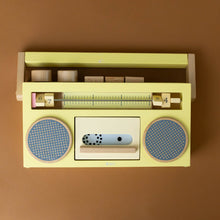 Load image into Gallery viewer, wooden-pretend-play-tape-recorder-boom-box-yellow