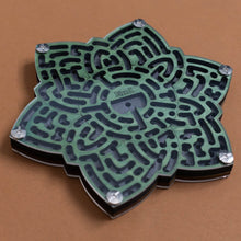 Load image into Gallery viewer, wooden-star-labyrinth-puzzle-bottom-stained-green 