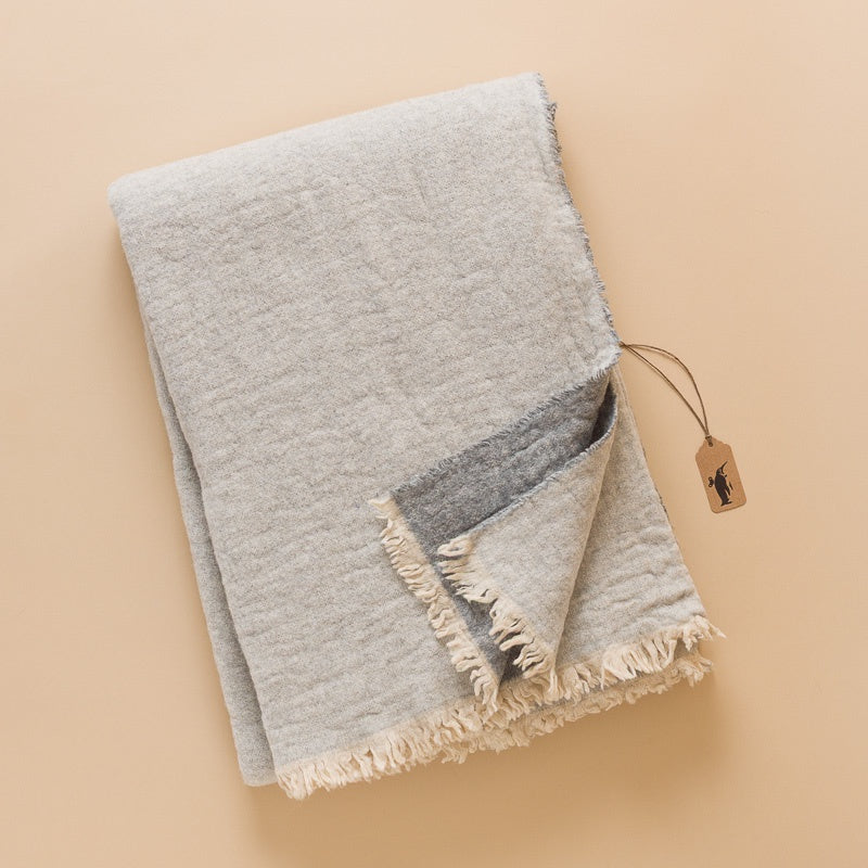 Wool Plaid Blanket | Pebble